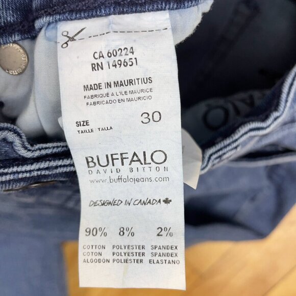 BUFFALO DAVID BITTON NWT Mid Rise Bootcut Queen Whiskered & Sanded Blue Jeans 30 - Picture 10 of 16
